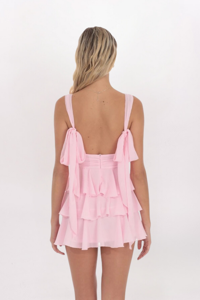 plunge neck ruffle dress Stacees 2026 Plunging V-NecK Tiered Ruffle Ombre Hot Fix Slit Prom Dress