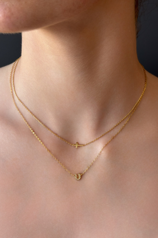 DAINTY SIDEWAYS CROSS NECKLACE