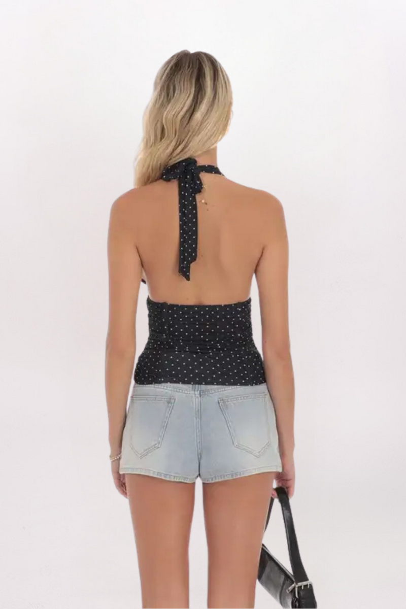 POLKA DOT HALTER TOP