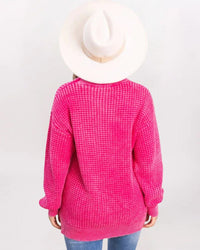 LS BSKT WV CREW SWTR, FUCHSIA