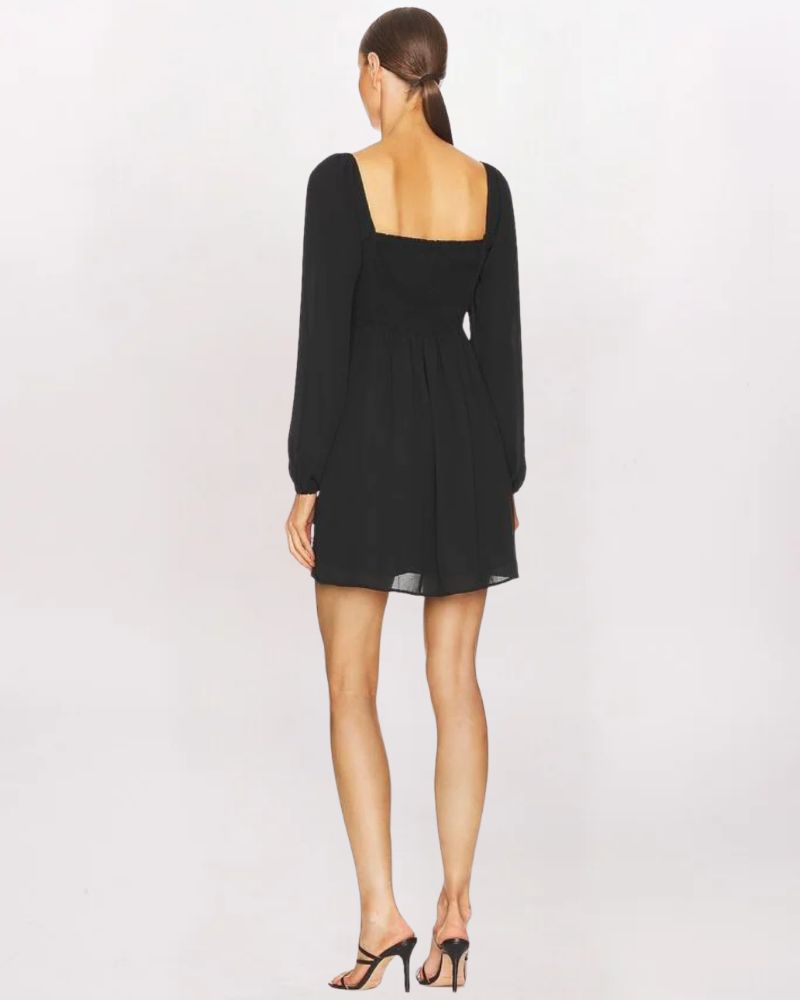 LS SWEETHEART NECK NICOLE DRESS, BLACK