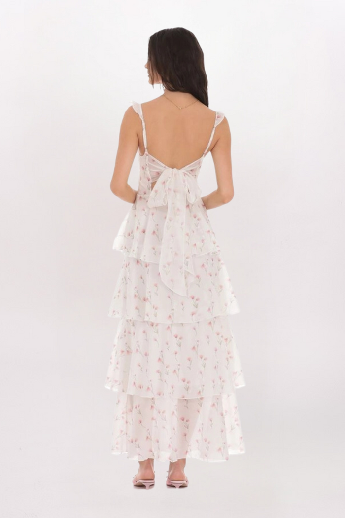 FLORAL RUFFLE MAXI DRESS