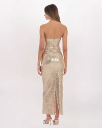 SEQUIN BOW CUTOUT MAXI