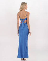SATIN TIE BACK MAXI DRESS