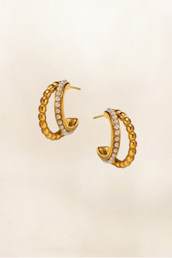 23MM BALL & PEARL DOUBLE HOOP