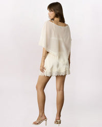 LACE HEM PULL ON SATIN SKIRT, LATTE