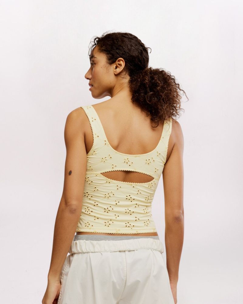 FULL BLOOM EYELET CAMI, BANANA CREAM