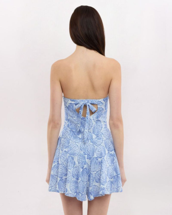 CLAMSHELL OPEN BACK ROMPER, BLUE