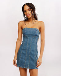 ALEXA MINI DENIM DRESS, STN WSH BLUE