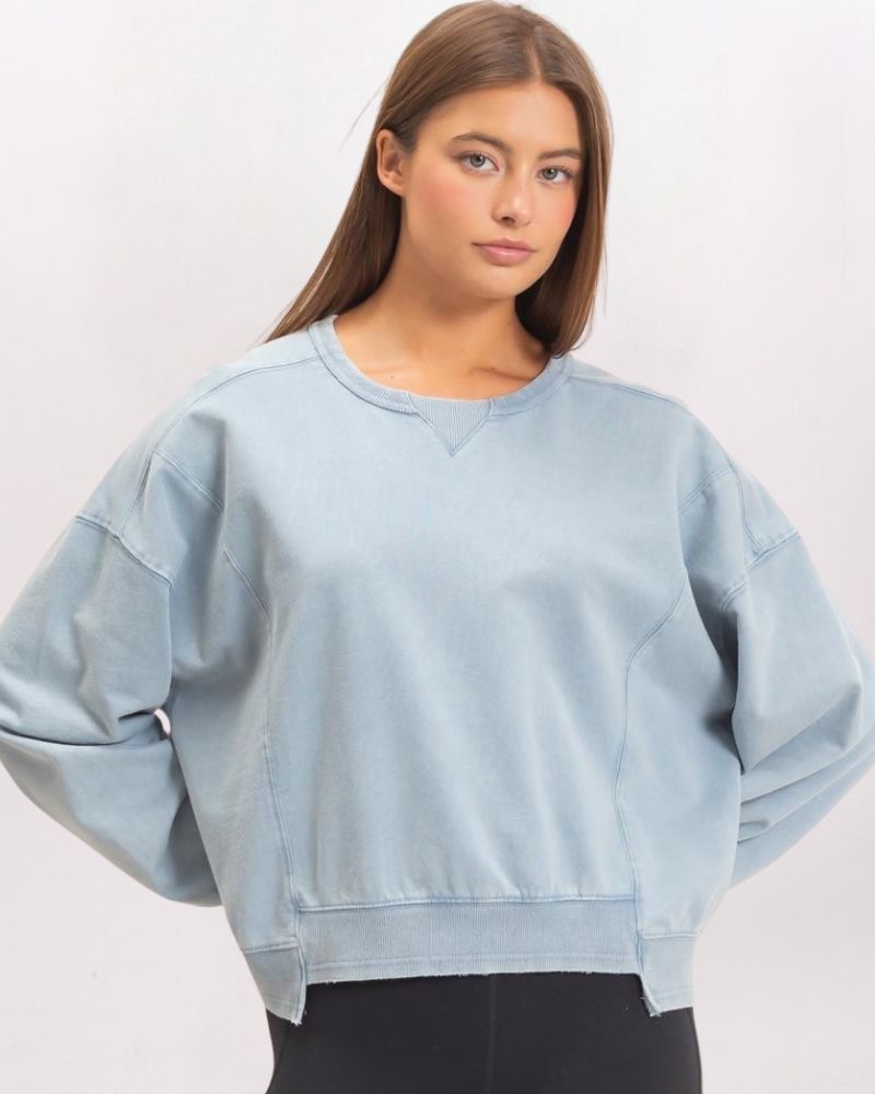 VINTAGE WASH SWEATSHIRT, DSTY BLUE