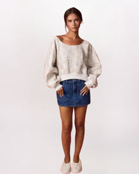 CAMO OFF SHOULDER SWEATSHIRT