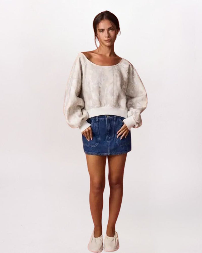 CAMO OFF SHOULDER SWEATSHIRT