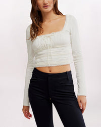 LS SCARLET SMOCKED TOP, CLEAN IVORY