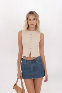 RIBBED BUTTON TOP