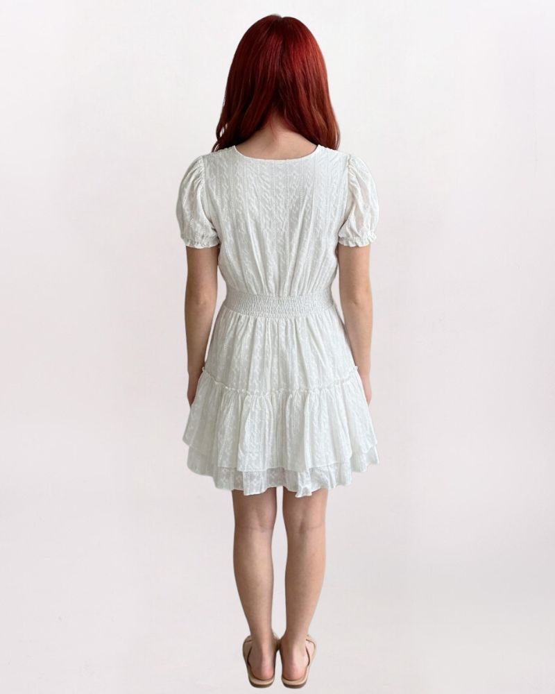EYELET SURPLICE DRESS