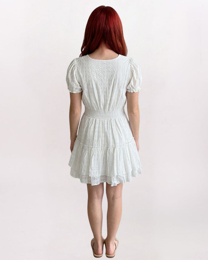 EYELET SURPLICE DRESS