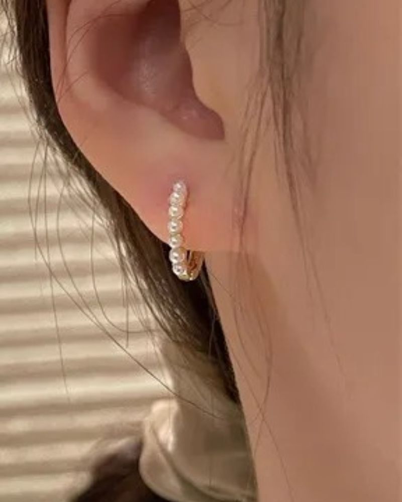 12MM PEARL HUGGIE - GOLD