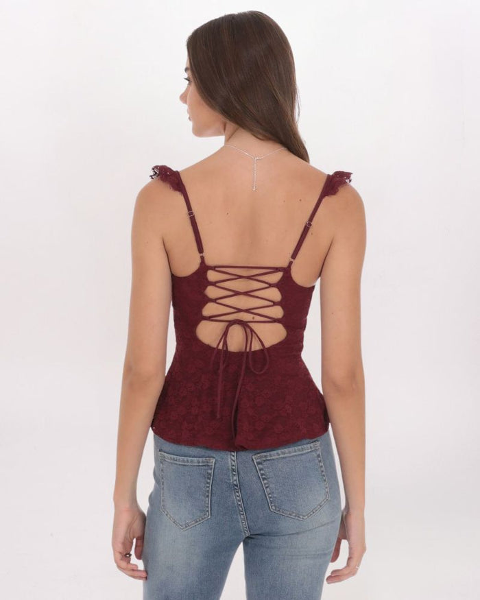 LACE RUFFLE TOP