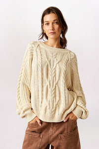 FRANKIE CABLE KNIT SWEATER - IVORY