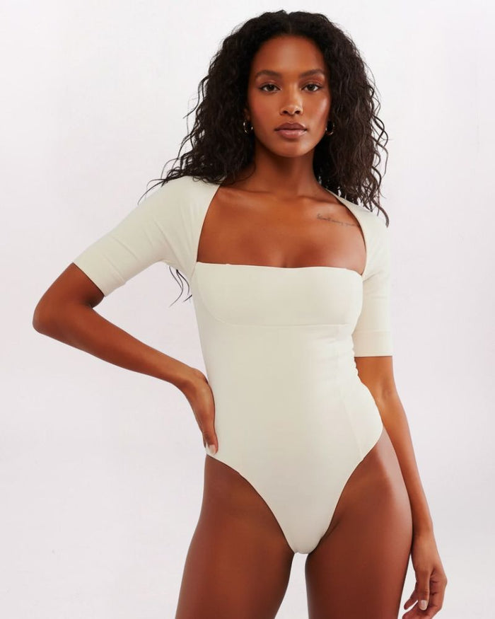 EVERLY SQUARE NECK BODYSUIT, TOFU