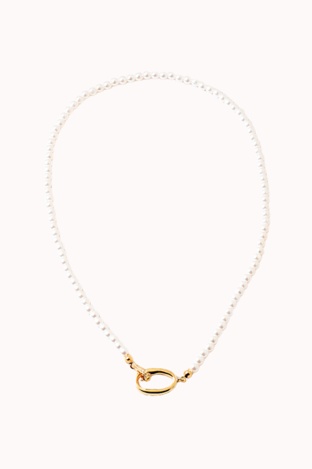 OVAL HARDWARE PEARL NECKLACE