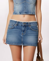 OO MICRO MINI DENIM SKIRT, SELENA