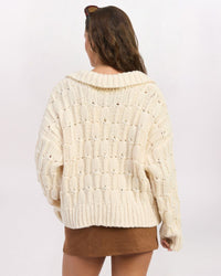 TEXTURED JOHNNY COLLAR SWEATER, OATMEAL