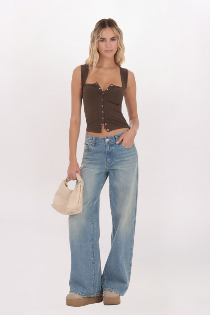 RIBBED SQUARE NECK TOP