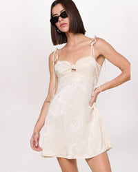 TONAL FLORAL SWEATHEART NECK DRESS