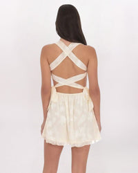 FLORAL STRAPPY BACK DRESS, CREAM