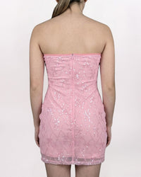 STRAPLESS SEQUIN BOWS MINI DRESS