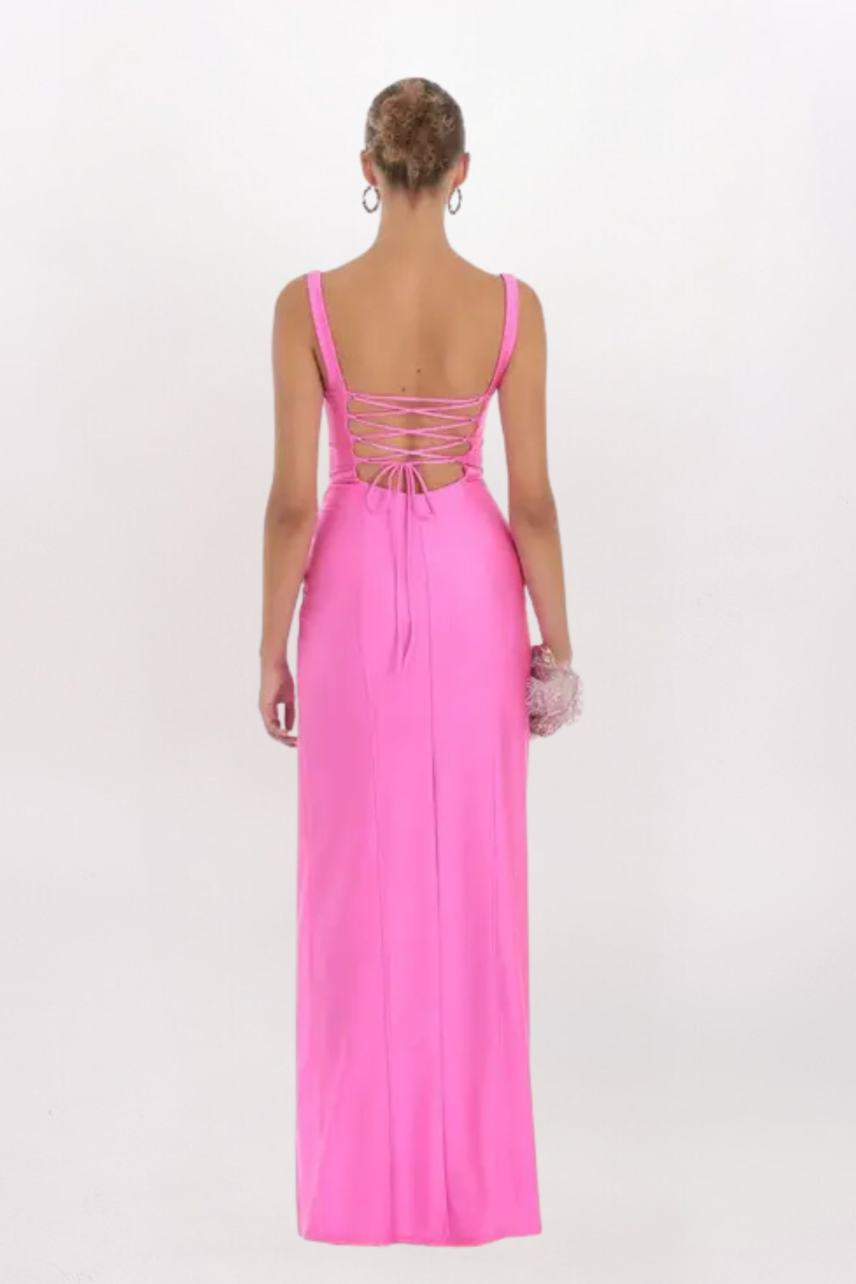 SQUARE NECK LACED BACK MAXI DRESS