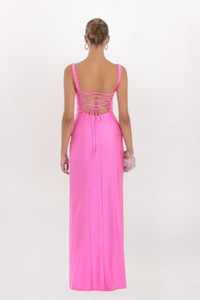 SQUARE NECK LACED BACK MAXI DRESS