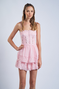 CORSET SEAM FLUTTER DRESS