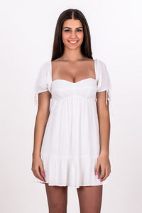 SWISS DOT BABYDOLL DRESS, WHITE