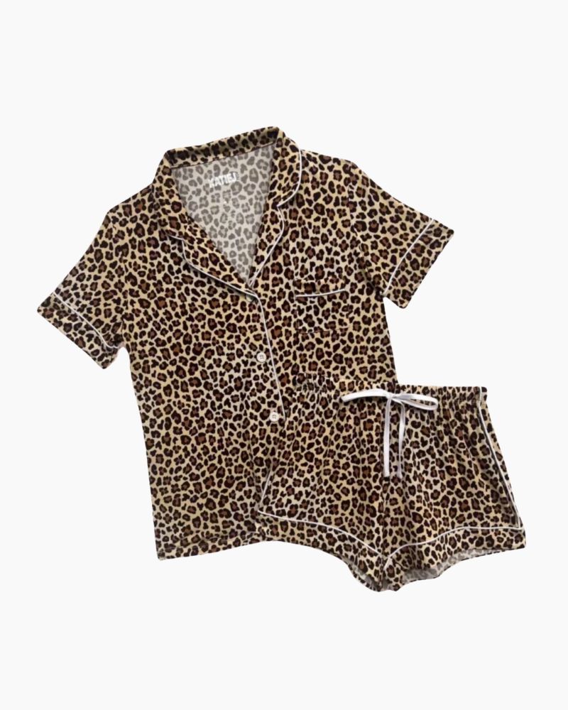 2PC LEOPARD TOP/SHORT LOUNGE SET