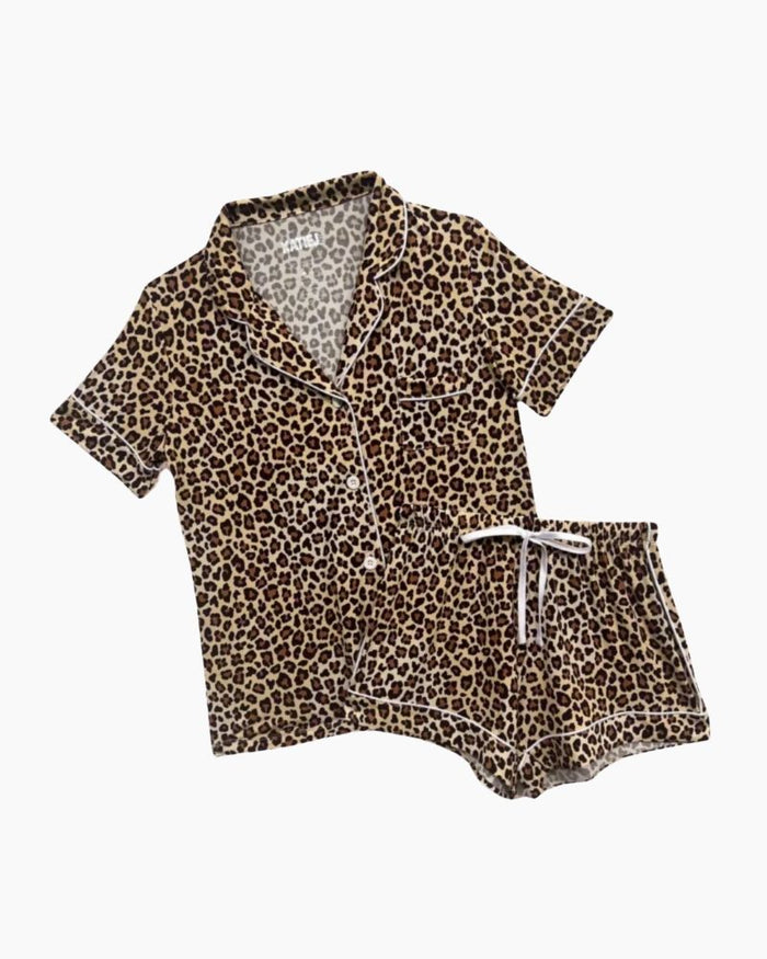2PC LEOPARD TOP/SHORT LOUNGE SET