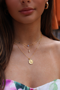 OPAL, CZ & LAB SAPPHIRE NECKLACE