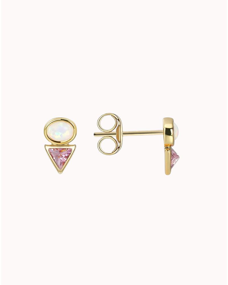 OPAL & ROSE QRTZ STUD - GOLD