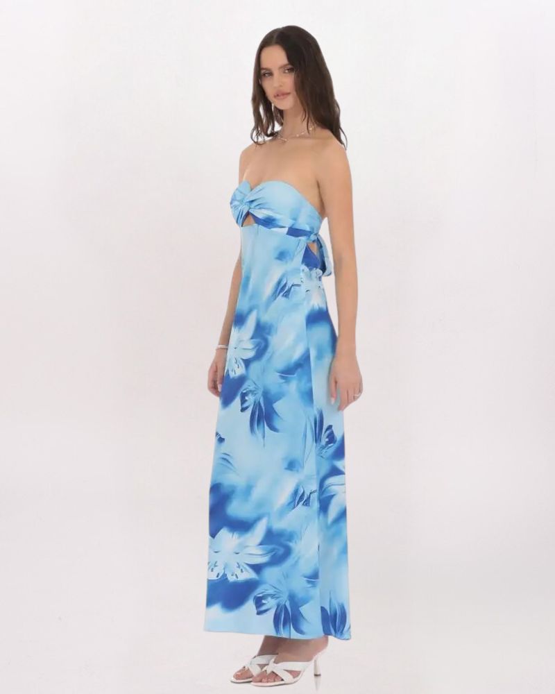 CUT OUT FLORAL MAXI DRESS, BLUE – Girlhero