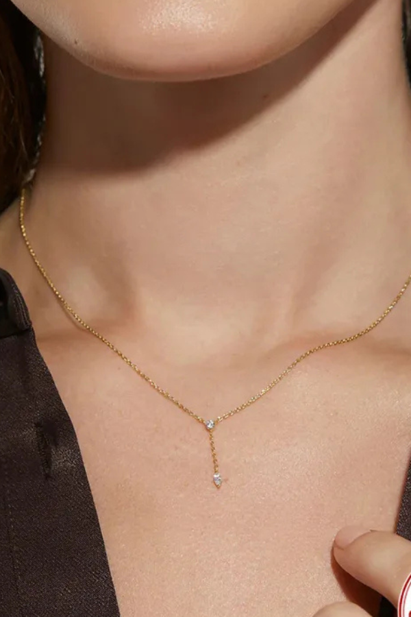 OVAL CZ LARIAT NECKLACE