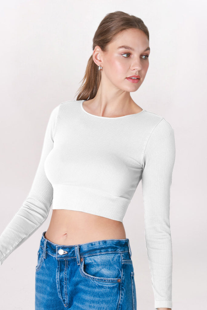 RIBBED CREW NECK CROP