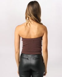 CABLE KNIT TUBE, BROWN