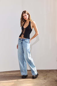 LOW RISE WIDE STRAIGHT DENIM