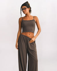 LACE EDGE CAMI, CHOCO