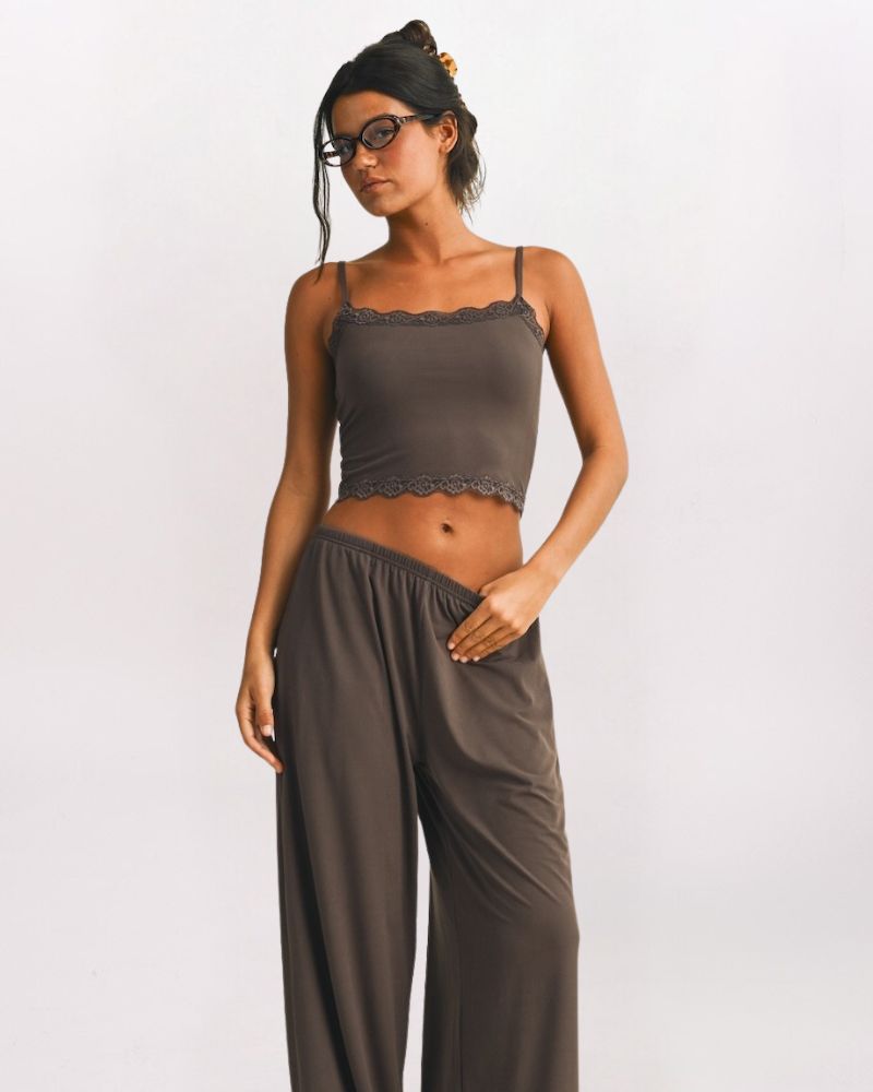LACE EDGE CAMI, CHOCO