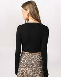 CROPPED CARDIGAN TOP, BLACK