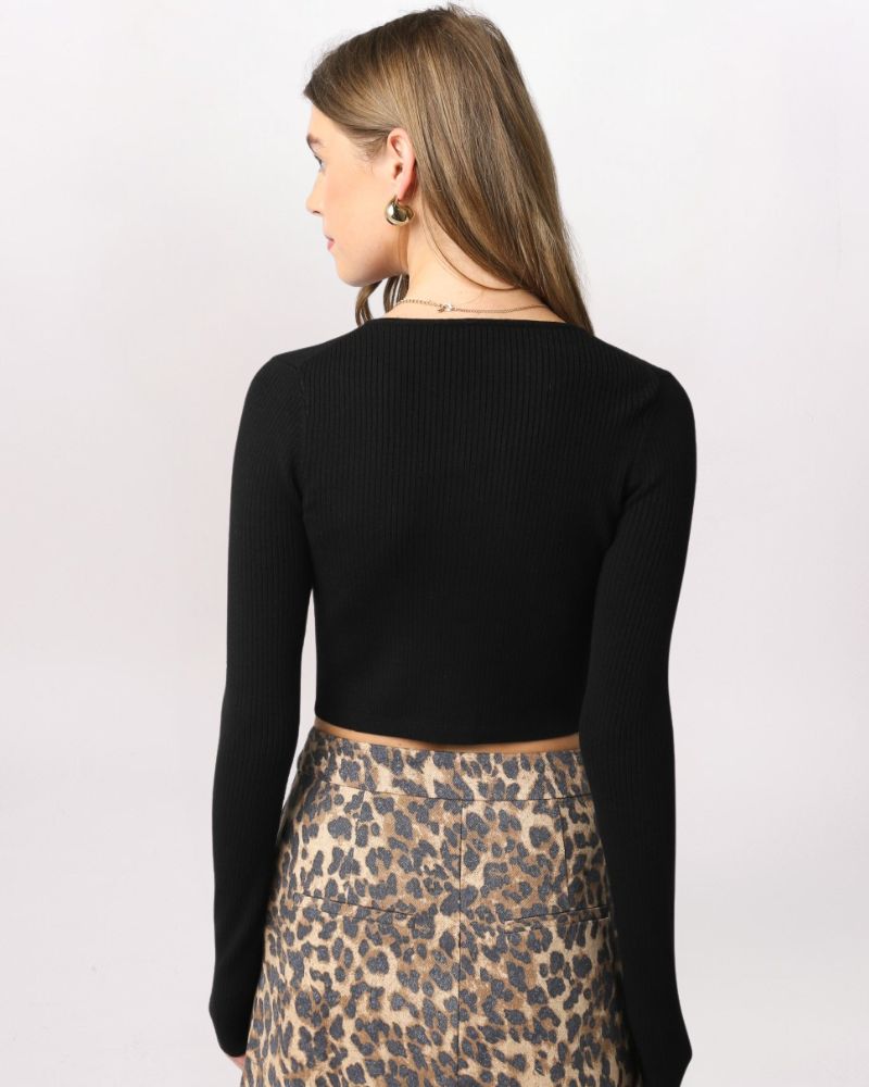 CROPPED CARDIGAN TOP, BLACK