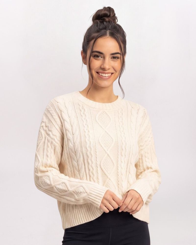 ARAN CABLE SWEATER, CREAM