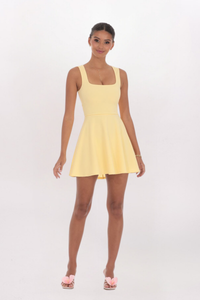 SQUARE NECK BOW BACK DRESS